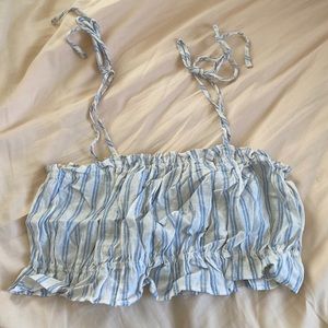 Stripped Blue and White Cropped Tank